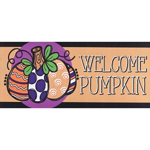 Dicksons Magnolia Garden Indoor Outdoor Non-Slip Doormat Insert for Entryway 10 x 22, Rubber Pumpkin Welcome - 1 of 2