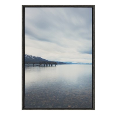 Lake Tahoe Reflections Framed Canvas Wall Art, 23x33, Dark Gray