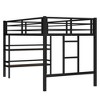 KWPZQEB Twin Size Loft Bed w/ Safety Guardrail & Ladders, Metal Loft Bed Frame w/ Metal Slats Support & Storage Shelves, No Box Spring Required, Black - 4 of 4
