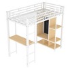 NicBex Twin Size Loft Bed with Desk Metal Bed Frame with Wardrobe, Storage Shelves, Ladder and Full Length Guardrail, No Box Spring Required - 3 of 4