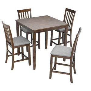 NicBex 5 Piece Square Dining Table Set with 4 Upholstered Chairs for 4,Counter Height Kitchen Table Set for Kitchen/Apartment - 1 of 4