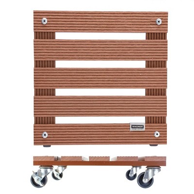 11.4" Terra Cotta Wood Plastic Composite Square Plant Caddy