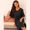 cheibear Women's Satin Nightdress Flare Bell Short Sleeve Sleep Dress Nightgown - 2 of 4