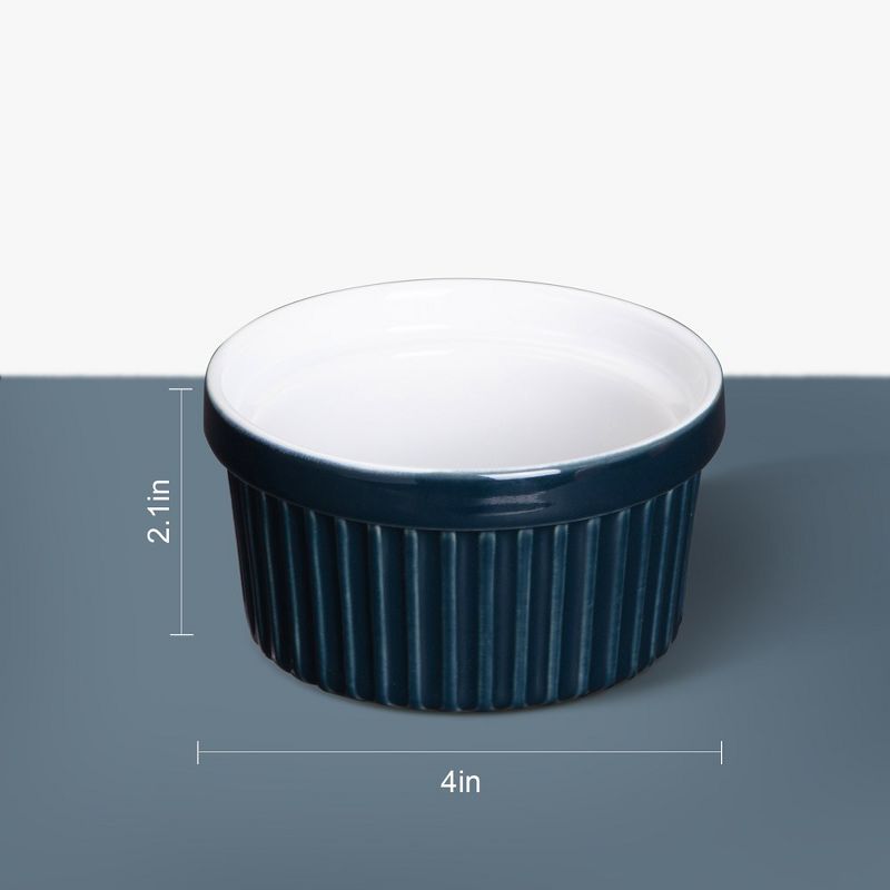 WhizMax Ceramic Ramekins 8 oz, Set of 8, Blue, 3 of 8