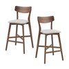 DOMETOUR Modern Wooden Bar Chairs Set of 2 Soft Upholstered Kitchen Island Chairs Counter Height Stool with Backrest for Pub Restaurant - 2 of 4
