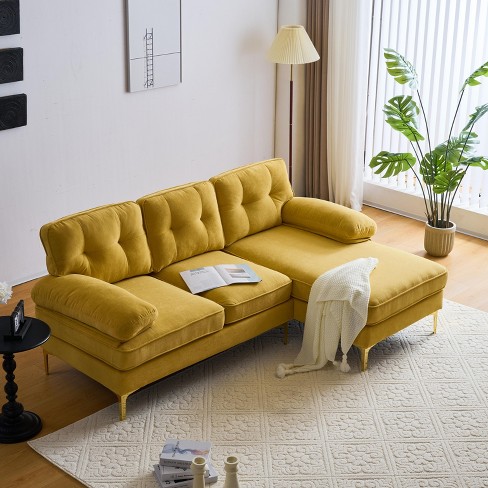 Yellow store chaise sofa