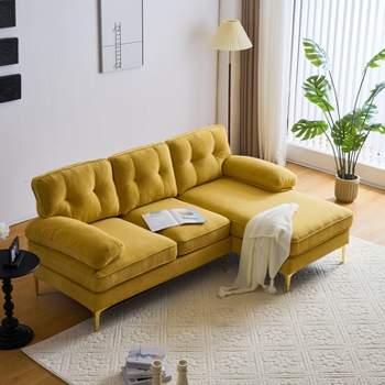 83" Modern Velvet Upholstered Sectional Sofas Couch-ModernLuxe