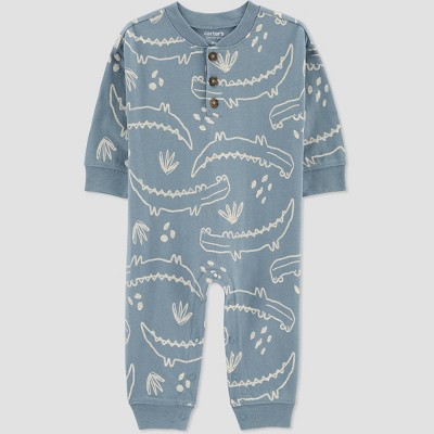 Image of Carter's Just One You® Baby Boys' Gator Print Jumpsuit - Blue 12M