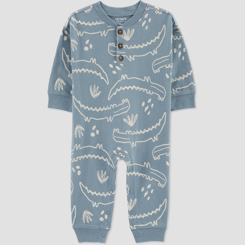 Carter's Just One You Baby Boys' Gator Print Jumpsuit - Blue 3M