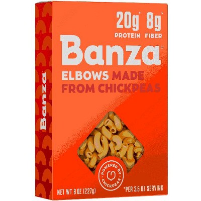 Banza Elbows Pasta from Chickpeas - Gluten Free, High Protein, and Lower Carb Protein Noodles, 8oz (Pack of 2)