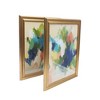 HomeRoots Set Of Two Orange Blue Yellow Abstracts Gold Framed Print Wall Art - 3 of 4