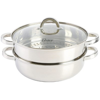 Oster Hali 3 Piece Stainless Steel Steamer Set With Lid : Target