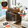 Wood Dog Crate Furniture，Kennel with Pull-Out Bowls，Indoor Pet House with Wheels & Flip-Top - 3 of 4