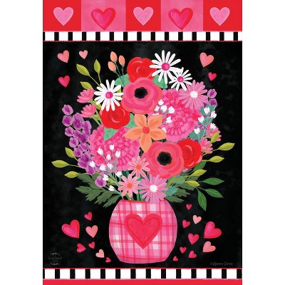 Valentine's Day Floral Hearts Outdoor House Flag 40" x 28"