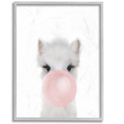 Stupell Industries Baby Woodland Alpaca with Pink Bubble Gum