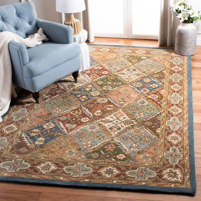 Elegant Heritage Green and Red Hand-Tufted Wool Area Rug - 3' x 5'