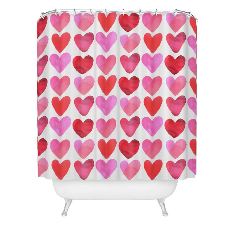 Amy Sia Heart Watercolor Shower Curtain Red - Deny Designs, 1 of 4