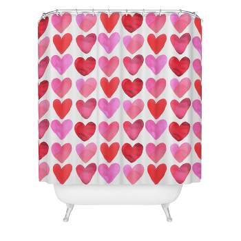 Amy Sia Heart Watercolor Shower Curtain Red - Deny Designs
