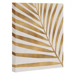 Modern Tropical Metallic Palm Leaf Unframed Wall Canvas Art Gold - Deny Designs