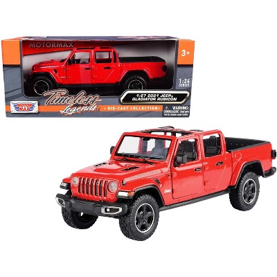 2021 Jeep Gladiator Rubicon (Open Top) Pickup Truck Red 1/24-1/27 Diecast Model Car by Motormax