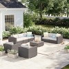 5 PCS Patio Seating Set, Traditional Seating Set with Glass Top Table, Wicker Chair with Aluminum Frame and Cushion-Coolbibila - 3 of 4