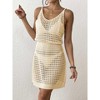 Coolmee Womens Swimsuit Crochet Sleeveless Cover Ups Summer Hollow Out Knit Bathing Suit Beach Coverup Dress - 3 of 4