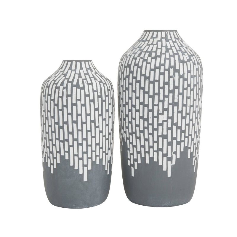 Set of 2 Ceramic Mosaic Inspired Vase Gray - Olivia &#38; May, 1 of 8