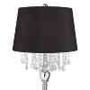 360 Lighting Crystals Traditional 60 1/2" Tall Standing Floor Lamp Foot Switch Silver Metal Satin Steel Finish Living Room Bedroom Drum Black Shade - 2 of 4