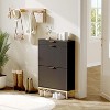 2 Flip Drawers with a Drawer, Narrow Shoe Storage Organizer with Drawer, Farmhouse Freestanding Hidden Shoe Rack Cabinet - 3 of 4