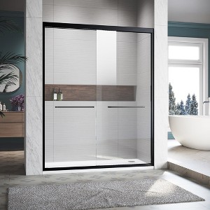 Sliding Shower Glass Door Semi Frameless Shower Door With 304 Stainless Steel Handles Clear Tempered Glass - 1 of 4