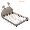 ALEXOUN Upholstered Leather Platform Bed with Rabbit Ornament and Headboard Wood & Slats,Designed for Kids Toddlers Boys Girls - 3 of 4