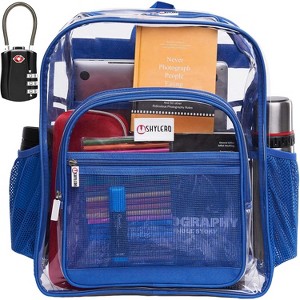 Heavy Duty Clear Backpack with TSA Lock & 2-Way Zipper, PVC Bookbag for Secure Travel & Events - 1 of 4