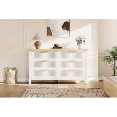 Bedroom 6-drawer storage cabinet 45 inches high multifunctional storage cabinet chest of drawers wooden wardrobe with clothing storage