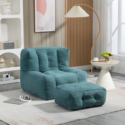 Square Bean Bag Couch With Ottoman,Best Quality Bean Bags Chair For Adults,Super Soft Lazy Sofa Chair With Memory Foam,Lounger Sofa-Cuddlewood