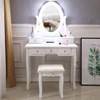 TiramisuBest Vanity Desk and Stool Set, Vanity Mirror with Lights and Table Set, Small Vanity Table with Milk White for Dressers - 4 of 4