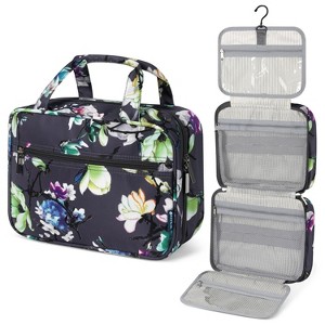 PAVILIA Hanging Toiletry Bag Travel Women Men, Foldable Cosmetic Organizer, Water Resistant Makeup Accessories Essentials Kit - 1 of 4