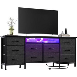 63 Inch Long Dresser with 10 Fabric Drawers and Entertainment Center TV Stand for 65-75 Inch TVs, Adjustable Feet, Anti-Tip Safety,Easy Assembly - 1 of 4