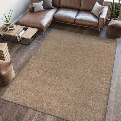 Twyla Solid Brown Low-Pile Machine-Washable Area Rug 3 x 5
