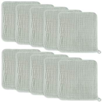 Baby Washcloths, Muslin Cotton Baby Towels, Large 10”x10” (Sky