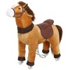 Qaba Ride on Horse for Kids 3-5 Years, 29.5 Inch Height Plush Riding Pony, Walking Horse Animal with Rolling Wheels for Active Play, Dark Brown - 4 of 4