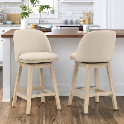 Arceso Swivel Bar Stools, 26 Inch Counter Height Bar Stools Set of 2, Barstools for Kitchen Island