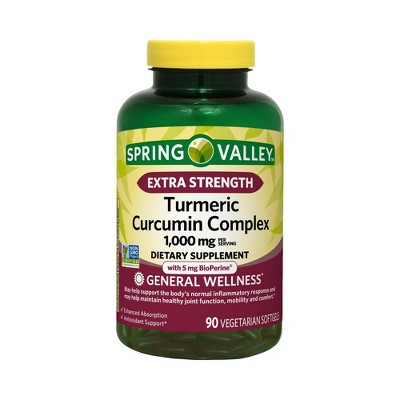 Spring Valley Extra Strength Turmeric Curcumin Complex Softgels, 1,000 mg, 90 Ct