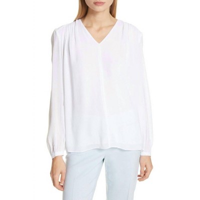 Women's V-neck Shirred Long Sleeves Blouse - Lewit