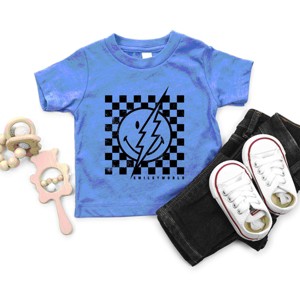 The Juniper Shop SmileyWorld Checkered Lightning Distressed Toddler Short Sleeve Tee - 1 of 4