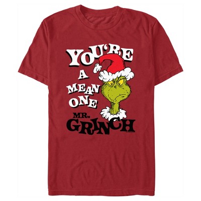 Men's Dr. Seuss Christmas The Grinch You're A Mean One Portrait T-shirt ...