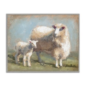 Stupell Industries Sheep & Lamb Family Farm Framed Giclee Art, Gray, 14" x 11" - 1 of 4