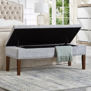 GDFStudio Peter Velvet Tufted Upholstered 48" Ottoman with Nail and Wood Legs - 1 of 4
