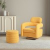 WestinTrends Alexandria Mid-Century Modern Faux Shearling Swivel Barrel Accent Chair With Storage Ottoman - 2 of 4