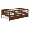 DOMETOUR Twin Size Wood Daybed with Trundle and Fence Guardrails, Walnut - 4 of 4