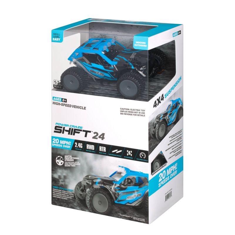 Power Craze Shift 24 High Speed RC Buggy 1:24 Scale - Blue, 5 of 9